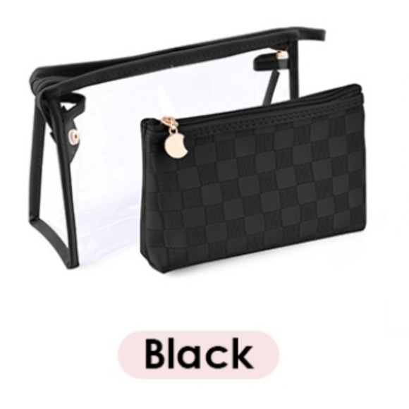 Burfocus Clear Toiletry Bag and Black Cosmetic Makeup Bag Set of 2 - Picture 2 of 8